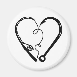 FISHING ROD HEART HOOK MAGNET