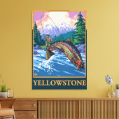 Fishing Scene - Yellowstone Nationalpark Leinwanddruck (Insitu (Wohnzimmer))