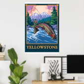 Fishing Scene - Yellowstone Nationalpark Poster (Heimbüro)