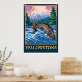 Fishing Scene - Yellowstone Nationalpark Poster (Küche)