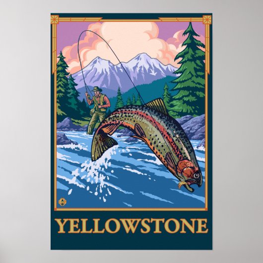 Fishing Scene - Yellowstone Nationalpark Poster (Vorne)