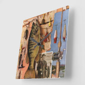 Fishing Still Life by John Atherton Quadratische Wanduhr (Winkel)
