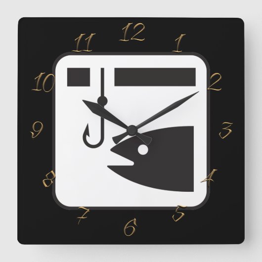 Fishing Store Quadratische Wanduhr (Vorderseite)
