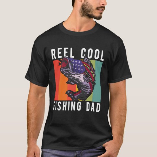 Fishing Stuff For Fathers Day Reel Cool Dad Americ T-Shirt (Vorderseite)