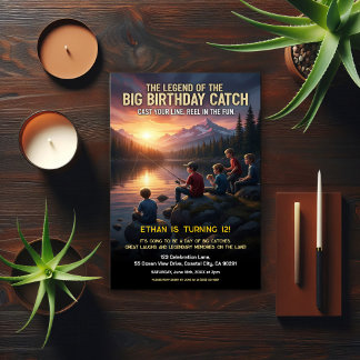 Fishing Themed Birthday Party Einladung