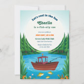 Fishing Themed Boys erste Geburtstagsparty Einladung (Vorderseite)