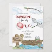 fishing-themed, Fishing Birthday, One, first birth Einladung (Vorderseite)