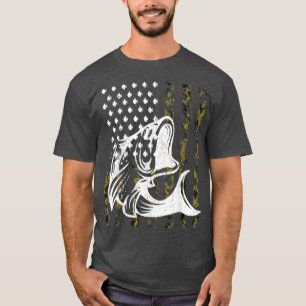 Fishing Tshirt Camouflage USA Flagge für Bass Fish