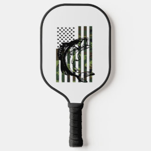 Fishing Tshirt Camouflage USA Flagge für Bass Fish Pickleball Schläger