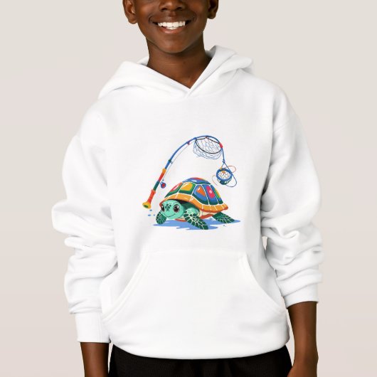 Fishing Turtle Fun – Kids’ Hoodie (Vorderseite)