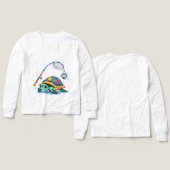 Fishing Turtle Fun – Kids’ Long Sleeve Tee (Design Vorderseite & Rückseite)