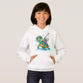 Fishing Turtle – Kids’ Hoodie (Vorne ganz)