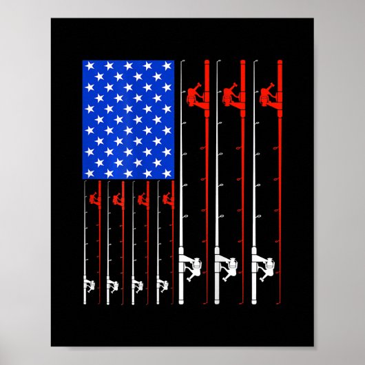 Fishing USA American Flag 4th July Fisherman Poster (Vorne)