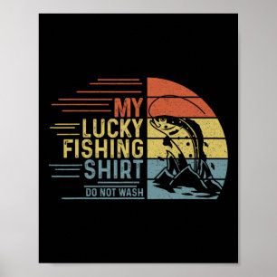 Fishing Vintage Retro Mein Glücks-Fischer-Shirt Tu Poster