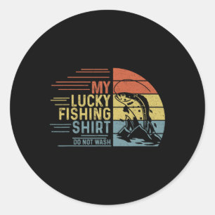 Fishing Vintage Retro Mein Glücks-Fischerei-Shirt Runder Aufkleber