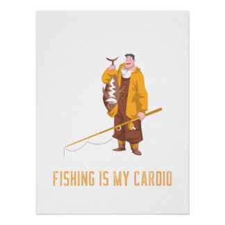 Fishing Wall Art | Fisherman Cartoon Bass Catch Poster