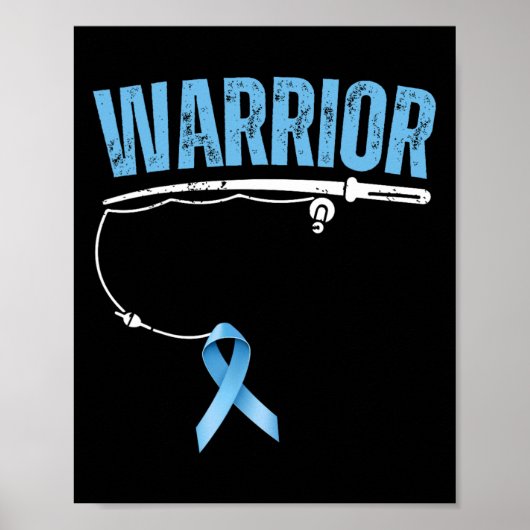 Fishing Warrior Prostatakrebs Fischer Hellblau Poster (Vorne)
