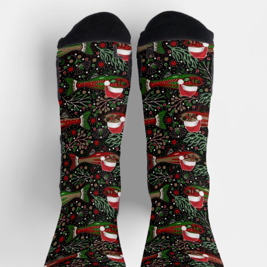 Fishing You a Merry Christmas Red Green Trout Socken (Oben)