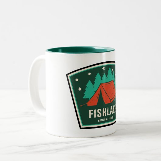 Fishlake National Forest Camping Zweifarbige Tasse (Vorderseite Links)