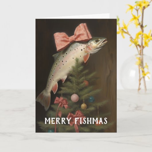 Fishmas Tree Christmas Card Karte (Gelbe Blume)