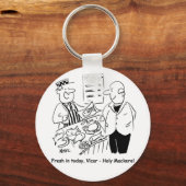 Fishmonger bietet Vicar Holy Mackerel an. Funny Schlüsselanhänger (Vorderseite)