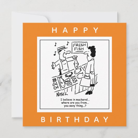 Fishmonger singt über Mackerel-Cartoon Karte (Vorderseite)