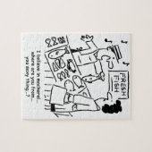 Fishmonger singt über Mackerel-Cartoon Puzzle (Horizontal)
