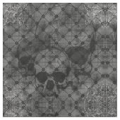 Fishnet Damask Skulls Goth Stoff (Nahaufnahme)
