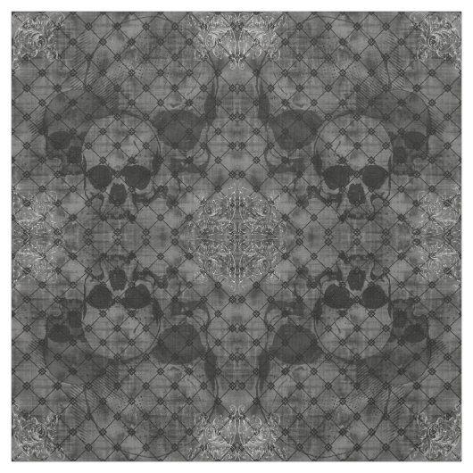 Fishnet Damask Skulls Goth Stoff (Muster)