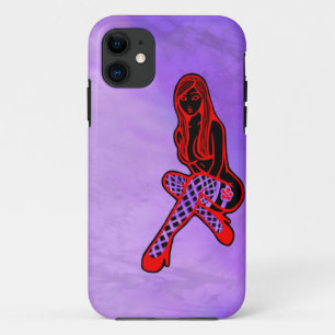 Fishnets und Blume Button-Oben (lila Dunst) Case-Mate iPhone Hülle