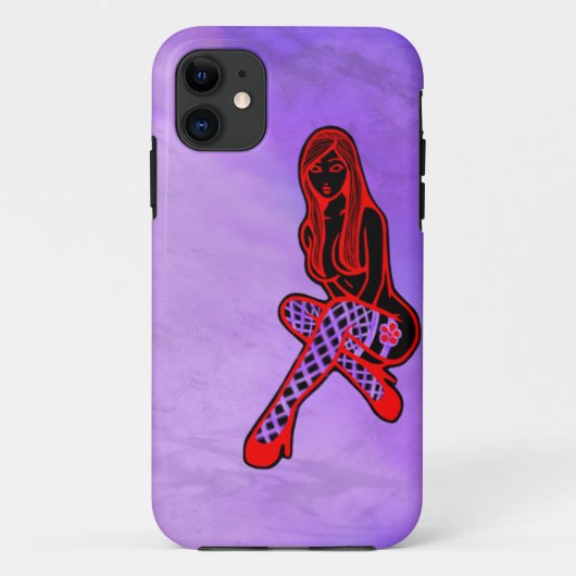 Fishnets und Blume Button-Oben (lila Dunst) Case-Mate iPhone Hülle (Rückseite)