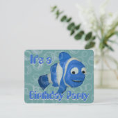FiShY (blau) Geburtstagsparty Einladung (Stehend Vorderseite)