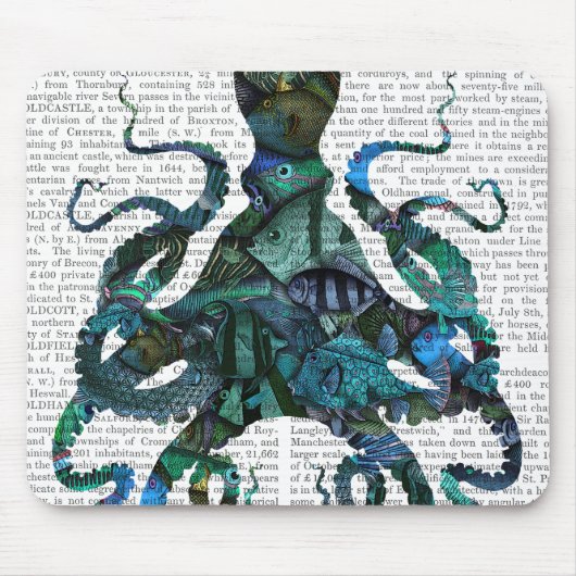 Fishy Blue Octopus Mousepad (Vorne)
