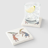 Fishy Fight Steinuntersetzer (Seitenansicht)