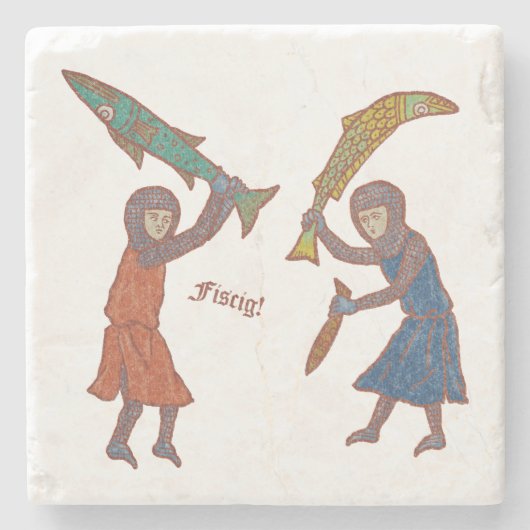 Fishy Fight Steinuntersetzer (Vorderseite)