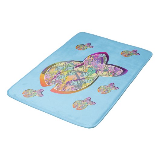 Fishy Fishy Blue Badematte (Schrägansicht)