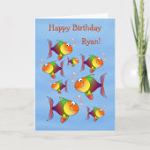 Fishy Fun Kids Personalized Birthday Card Karte (Vorderseite)