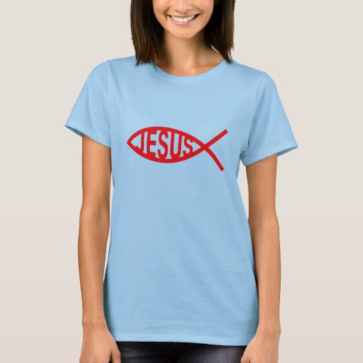 Fishy Jesus in Red T-Shirt (Vorderseite)