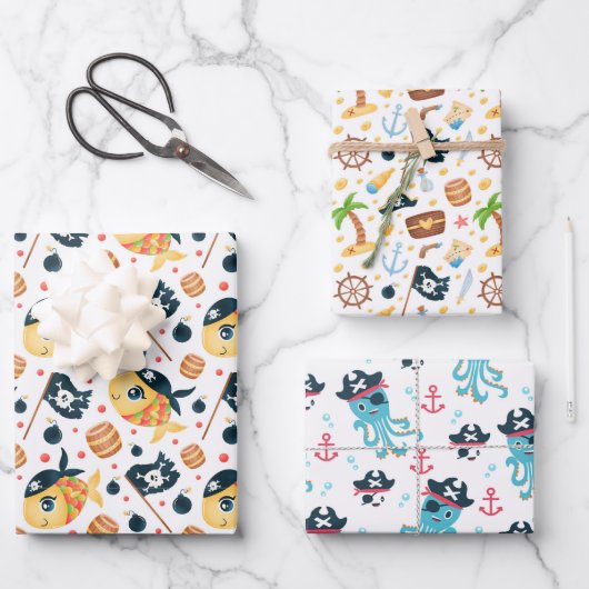 Fishy Pirate Pack Packpapier Geschenkpapier Set (Vorderseite)
