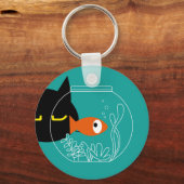 FISHY VIBES! Funny Black Cat Key Ring Schlüsselanhänger (Vorderseite)