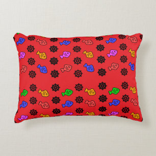 Fishy Wheels Kids Red Dekokissen