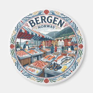 Fisketorget Meeresfrüchte-Theken Bergen Norwegen R Magnet