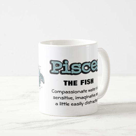Fisst das Fisch-Wasser-Zeichen astrologische Tasse (VorderseiteRechts)