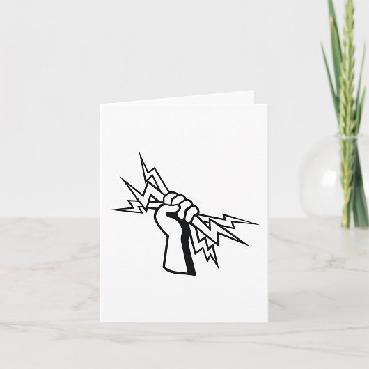 Fist Holding Blitz Bolt Bold Power Karte