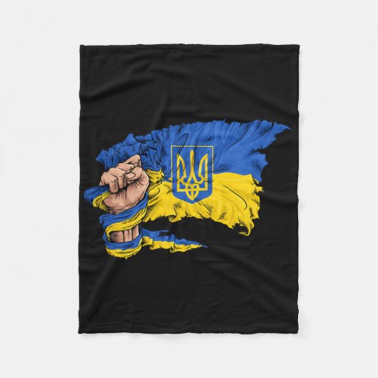 Fist Holding Ukraine Flag Fleecedecke (Vorderseite)