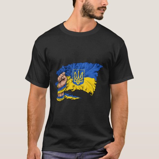 Fist Holding Ukraine Flag T-Shirt (Vorderseite)