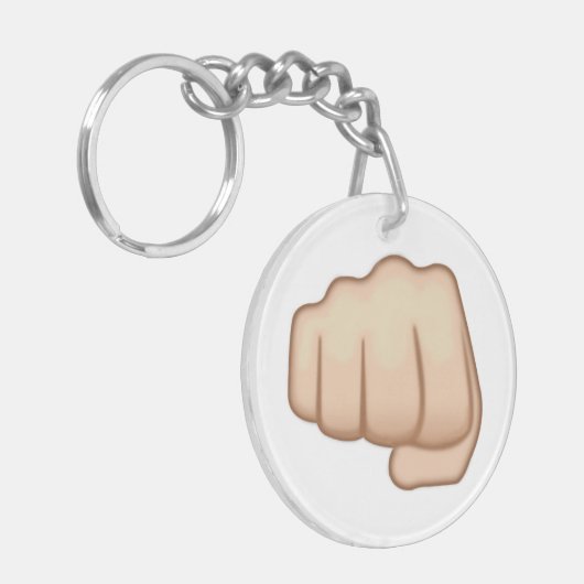 Fisted Handzeichen Emoji Schlüsselanhänger (Vorderseite links)