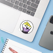Fistkleber für nichtbinäre Resist Aufkleber (Laptop mit iPhone)