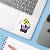 Fistkleber für nichtbinäre Resist Aufkleber (Laptop mit iPhone)