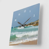 Fistral Beach Newquay Cornwall England Quadratische Wanduhr (Winkel)